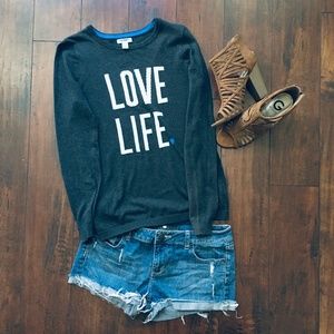 CUTE! Gray ❤️LOVE LIFE❤️ Lightweight Sweater
